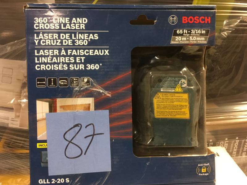 Bosch 65 ft. Self Leveling 360 Degree Horizontal Cross Line Laser Level with Mount and Carrying Pouch in good condition