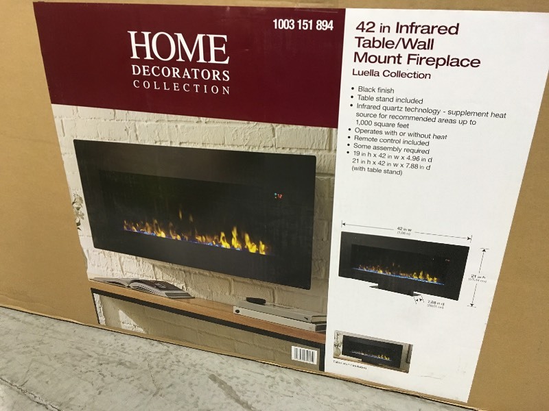 Home Decorators Collection 42 in. Infrared Wall Mount Electric Fireplace NOT USED