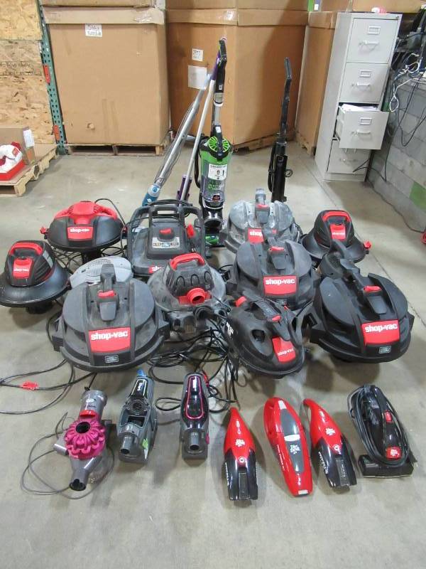 lot 11 image: Pallet of Shop Vac WetDry Heads, Uprights and Handhelds, Various Manufacturers. - Not Tested