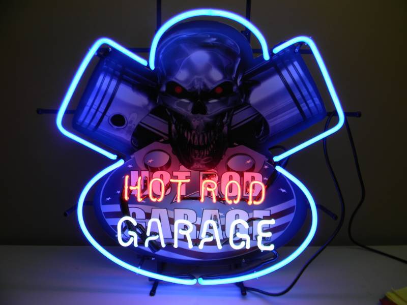lot 5 image: HOT ROD GARAGE WPISTONS NEON -  NEW IN BOX - SEE PICTURES