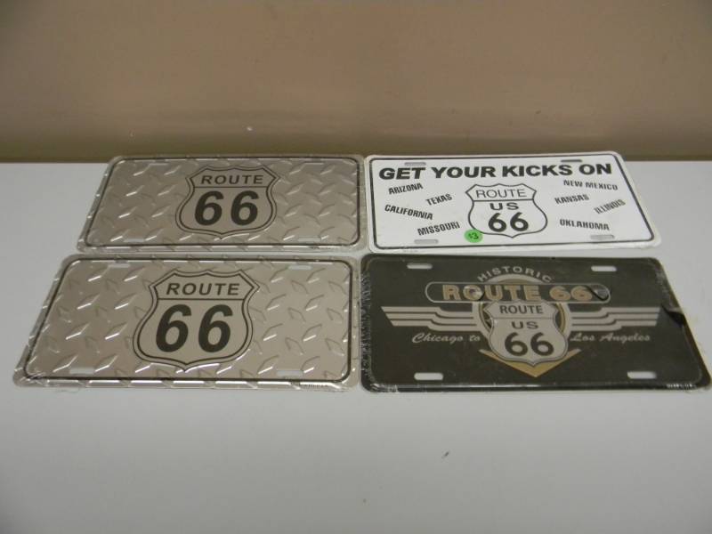 lot 37 image: COLLECTION OF 4 ASST ROUTE 66 LICENSE PLATES - NEW - SEE PICTURES