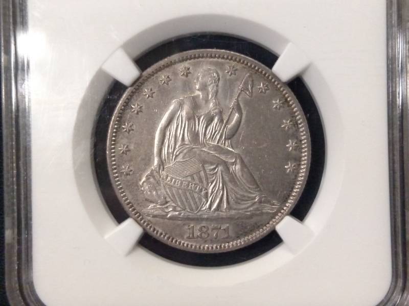 lot 34 image: 1871 NGC AU 50 Seated Liberty Silve...