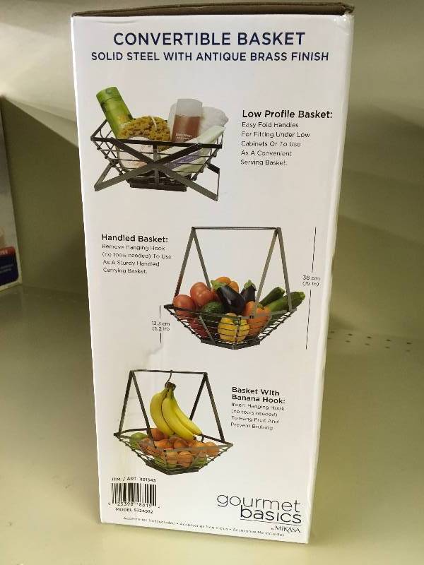lot 115 image: Gourmet Basics Convertible Basket, Retail $14.99