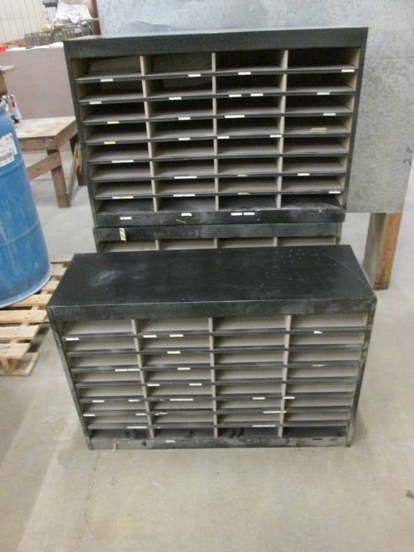 lot 7 image: 3 metal paper organizer cabinets, 2...