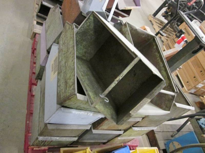 lot 19 image: Pallet full of metal parts bins...