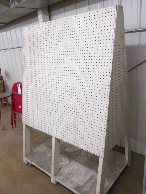 lot 55 image: 4 sided peg board tool holder on wh...