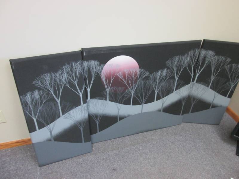 lot 65 image: Contemporary 3 piece wall hanging...