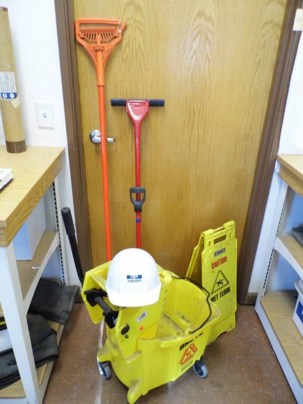 Mop Bucket - Mop Handles - Sign - Hardhat