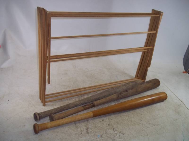 Wood Drying Rack and 3 Wood Bats