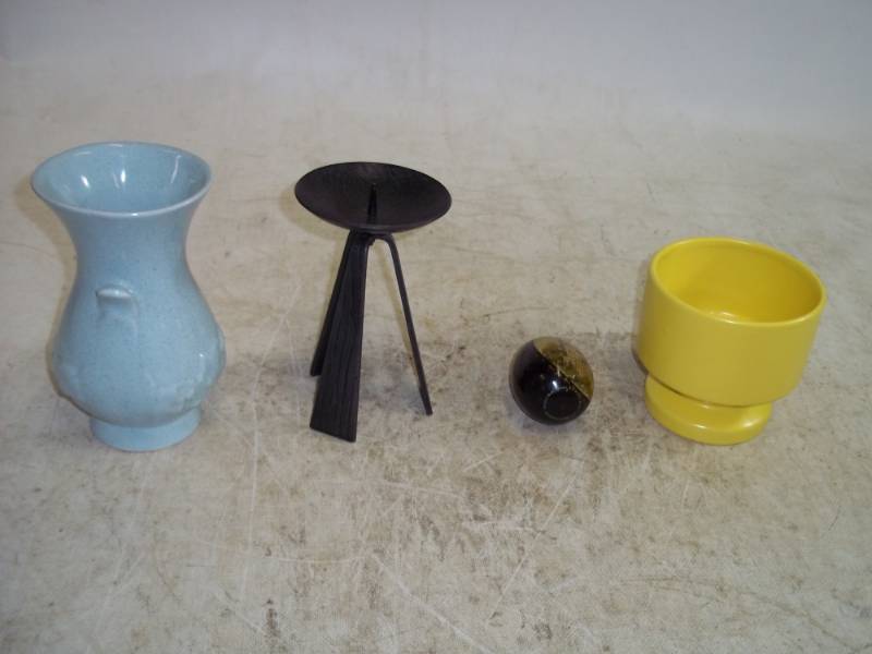 Haeger Vase, USA Vase, Cast Iron Candle Holder and Russian Egg