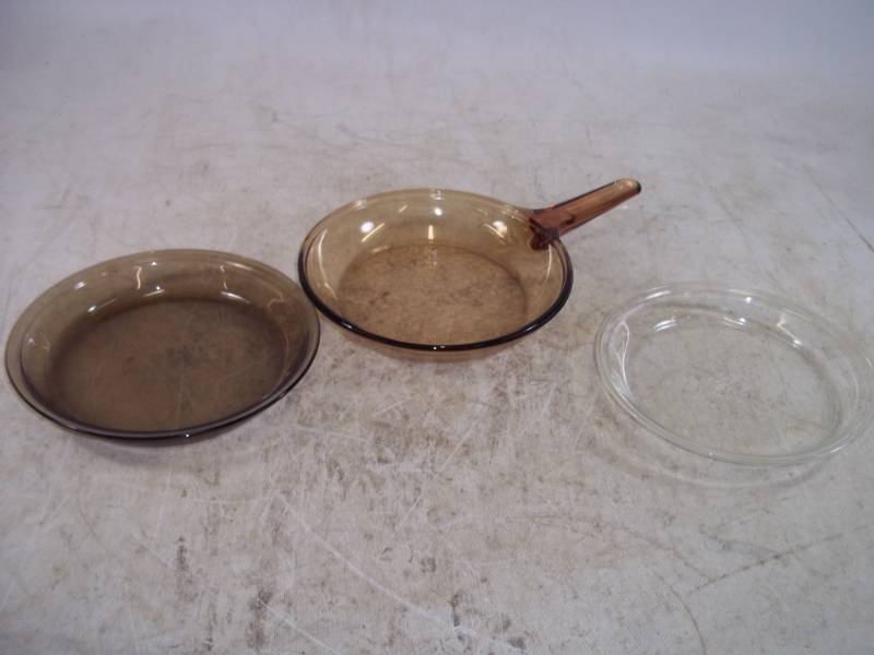 Fire King and Pyrex Glass Skillet and pie plates