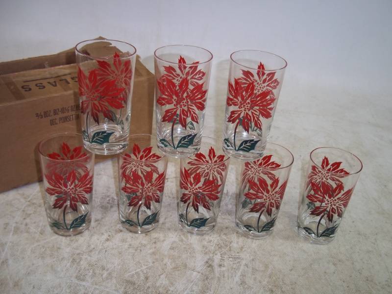 Vintage Poinsettia glasses