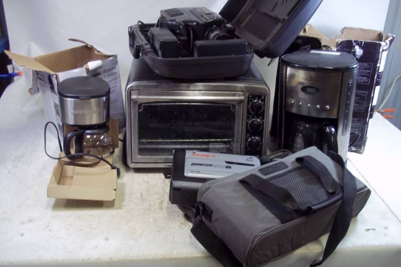 Toaster oven, 2 Coffee Makers and 2 Video Cameras