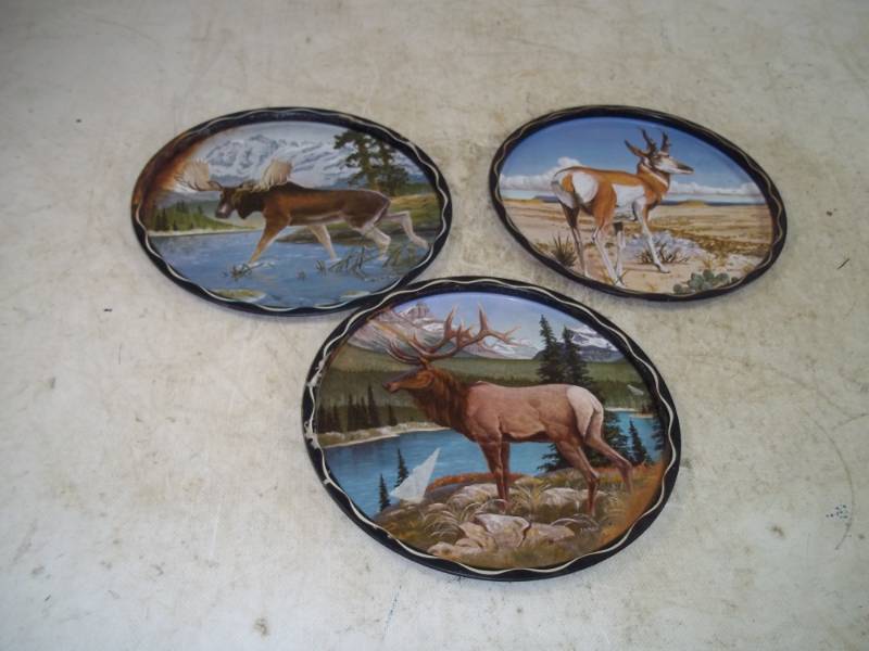 3 Wild Life Trays, Metal