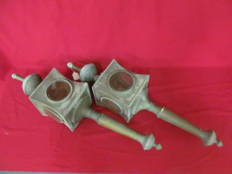 lot 91 image: vintage copper light sconces