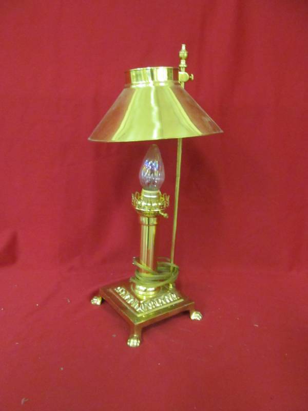 lot 112 image: brass finish lamp and bell