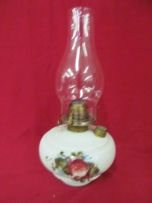 lot 166 image: vintage milk glass oil lantern