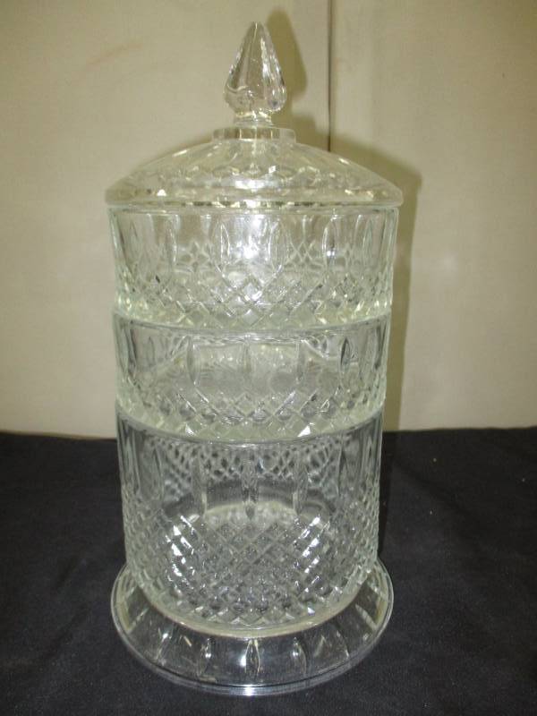 3 Piece Cnady Dish with Cover 13 Tall 6 Around