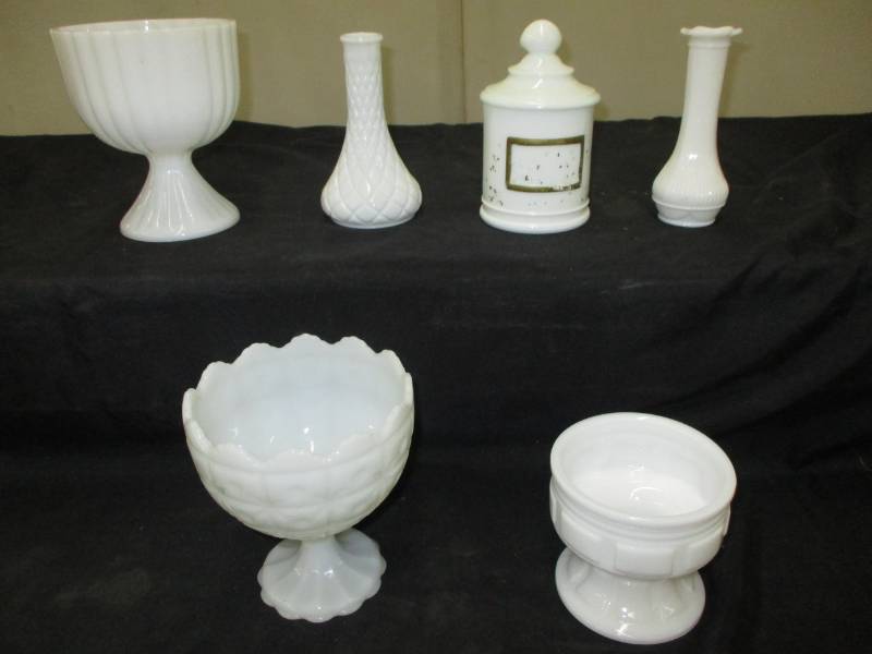Various Milk Glass items