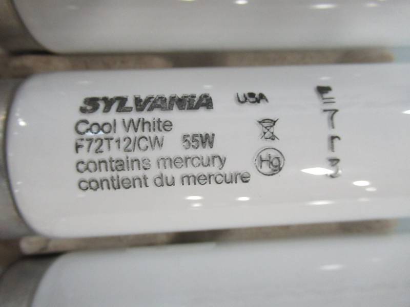 lot 63 image: SYLVANIA 70-in Single Pin (T12) 4200K Cool White Fluorescent Light Bulbs 55W (3 Cases) bulbs.