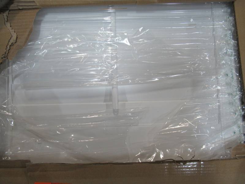 lot 67 image: 2 Sets of HomeBASICS Plantation Faux Wood (Vinyl) White Interior Shutters With Accent Molding