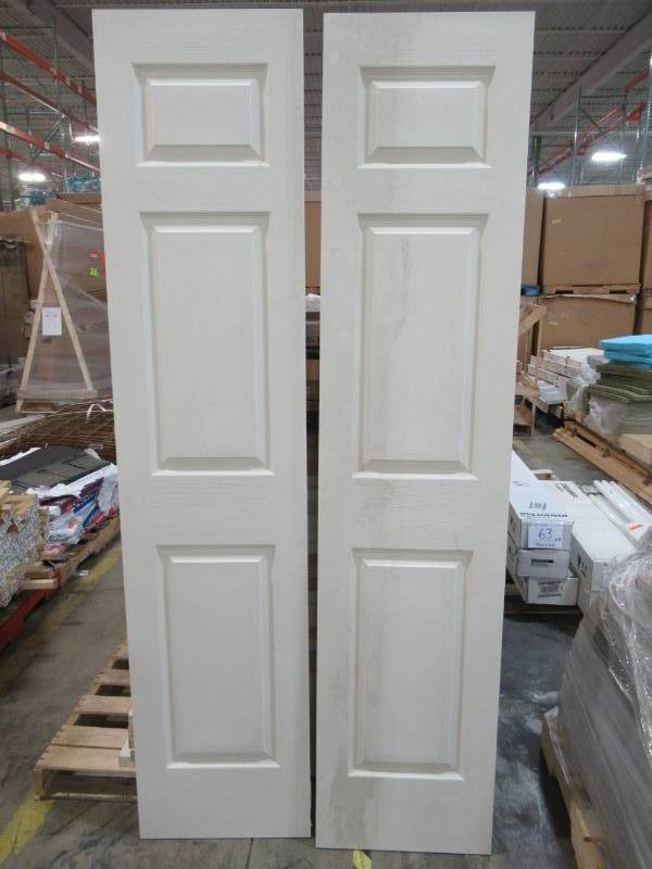 lot 41 image: 2 Reliabilt Colonist Primed 3-Panel Hollow Core Molded Composite Slab Door (Common 18-in X 80-in) 10971