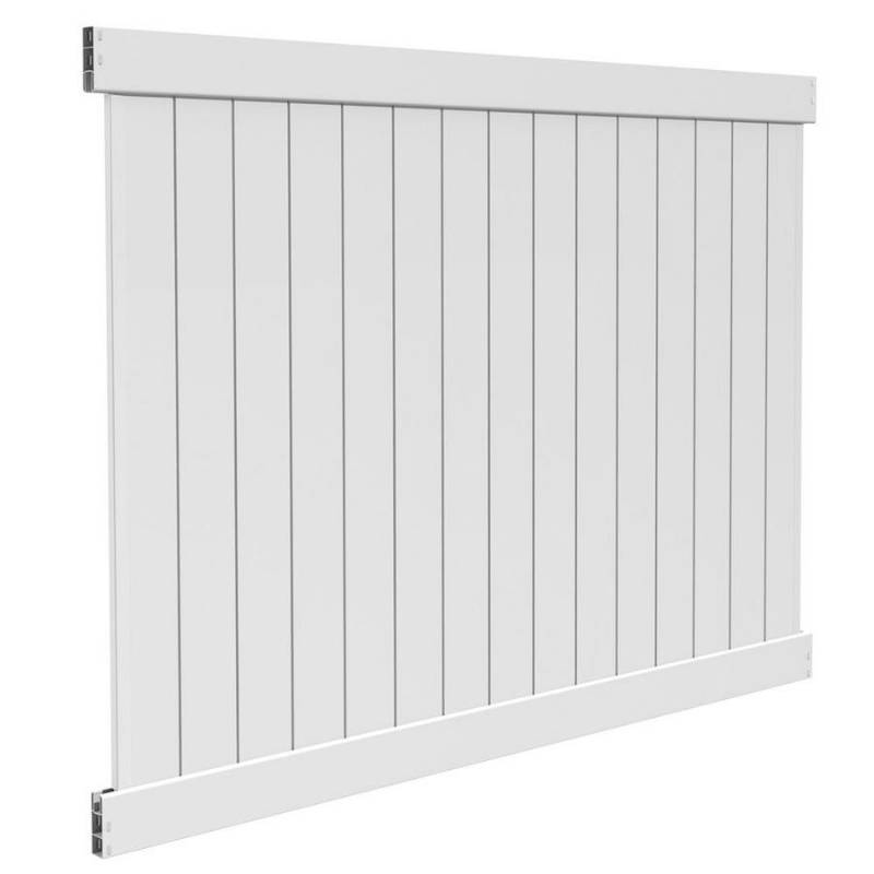 lot 59 image: Barrette (Actual 5.83-ft x 7.56-ft) Ready-to-Assemble Bolton White Vinyl Privacy Panel 73014727