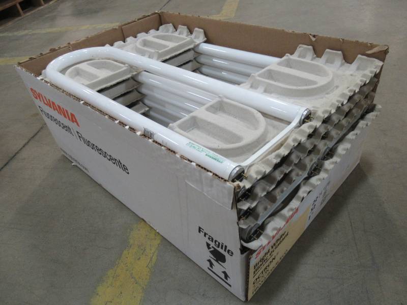 lot 62 image: Case of SYLVANIA OCTRON 32-Watt 3500K Bright White Ubend Dimmable Fluorescent Tube Light Bulb 22 12 X 1 Dia