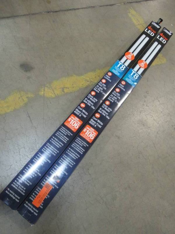 lot 70 image: 2 packs of Feit Electric 18W 48 in. Cool White Frosted LED T8 Linear Tube Light Bulb - 2 pk.