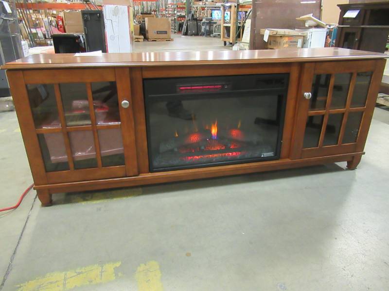 lot 190 image: Westcliff 66 in. Lowboy TV Stand Electric Fireplace in Chestnut, 103126