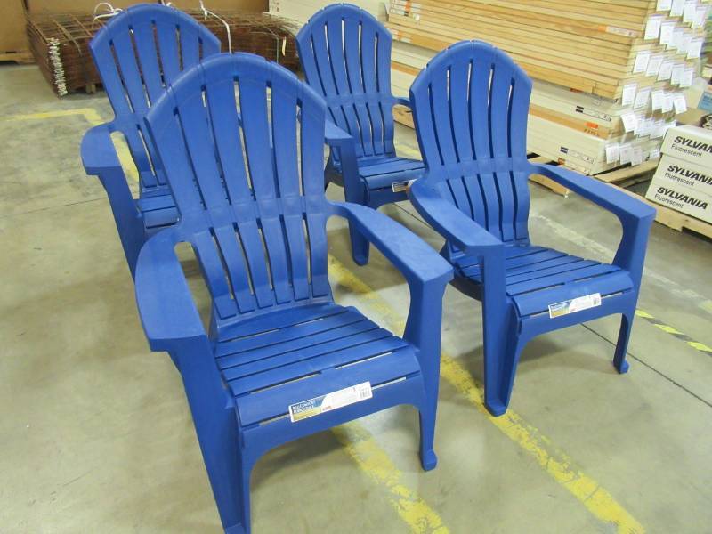 4 Realcomfort Resin Stackable Adirondack Chair Blue 922552 Mn