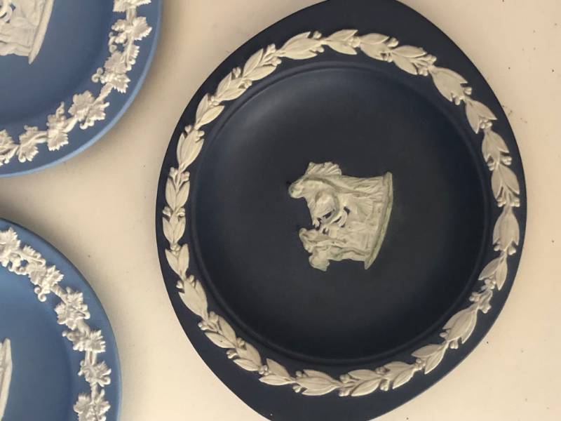 lot 8 image: Lot of 9 Spectacular Vintage Wedgwood White On Blue & Portland Blue Jasperware - Excellent Condition No Chips or Cracks