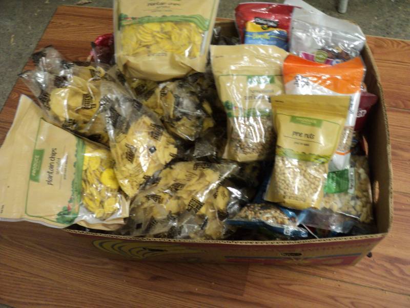 Box of chips and assorted Trail Mix...