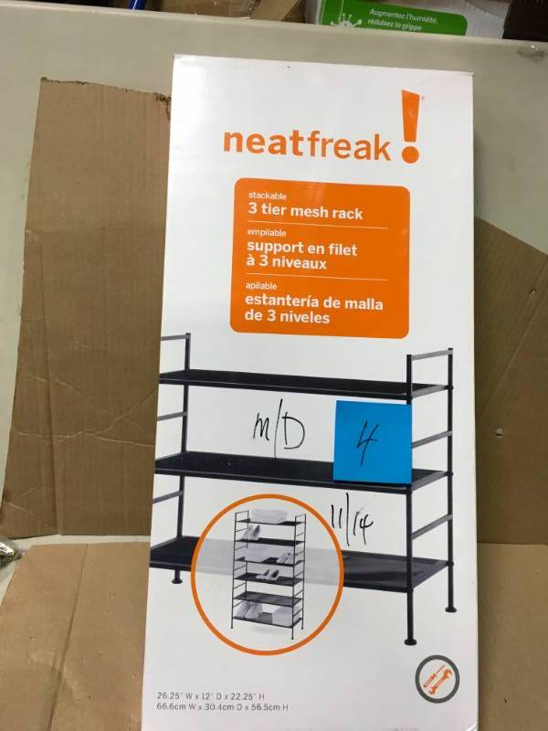 lot 4 image: Neatfreak Stackable 3-Tier Storage Shelf, Black not used