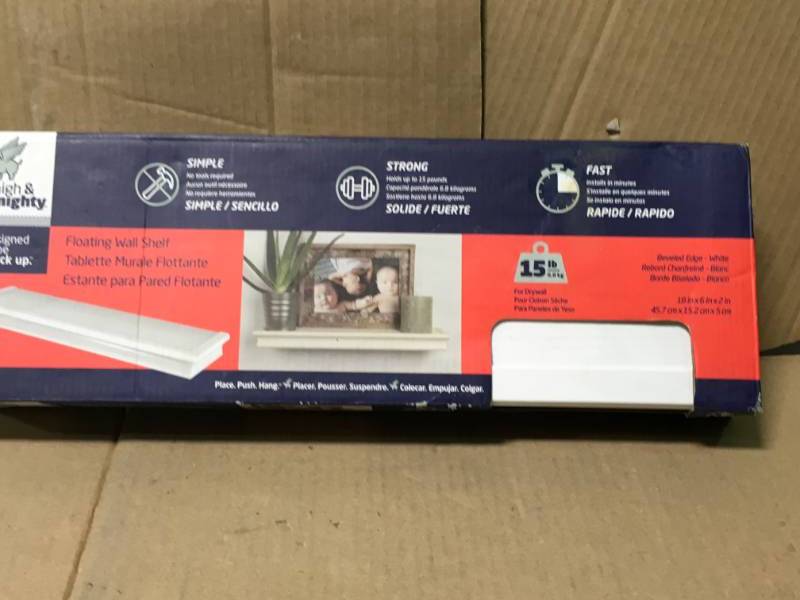 lot 5 image: Hillman 515604 18 Inch WHT Bev Float Shelf not used