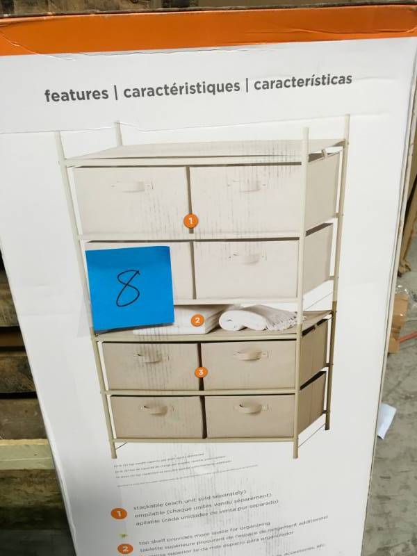 lot 8 image: neatfreak 32 in. W 4-Bin Shelf Unit not used