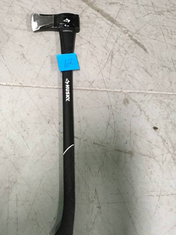 lot 12 image: Husky 3.5 lb. Premium Single Bit Michigan Axe with 34 in. Fiberglass Handle in very good condition