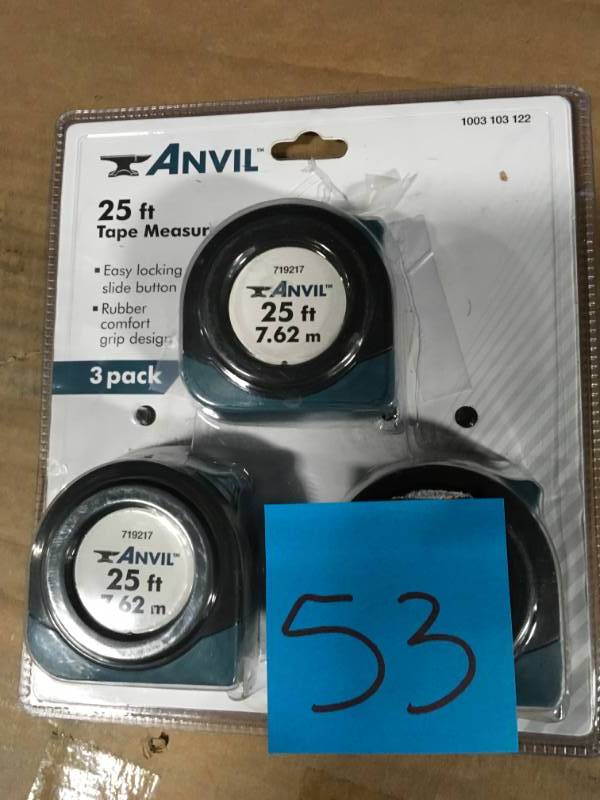 lot 53 image: ANVIL 25 ft. Tape Measure (3-Pack) not used