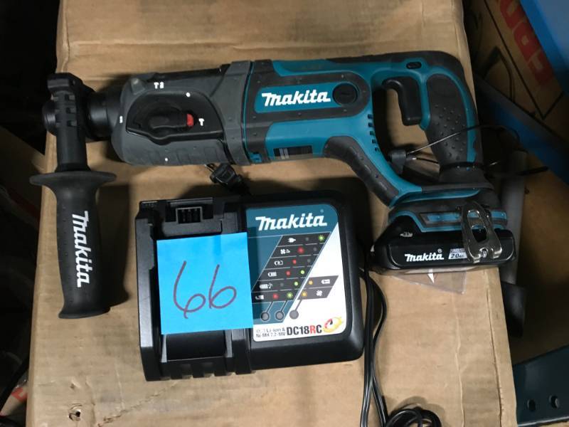 lot 66 image: Makita 18-Volt LXT Lithium-Ion 78 in. Cordless SDS-Plus ConcreteMasonry Rotary Hammer Drill (Tool-Only) open box in like new condition