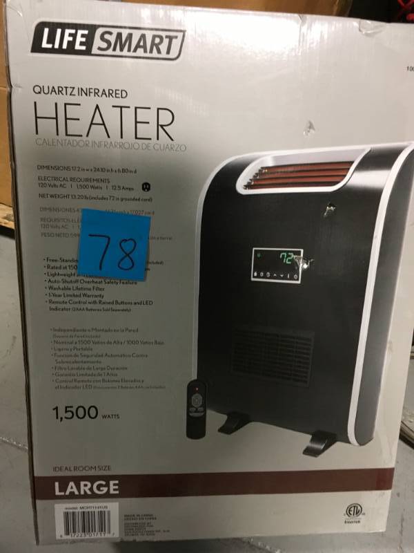 lot 78 image: Lifesmart MCHT1141US 6-Element Heater Unit with Smart Boost Technology open box in like new condition