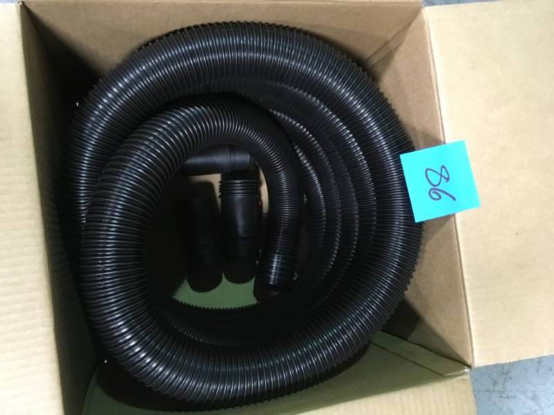 lot 86 image: RIDGID 2-12 in. x 20 ft. Tug-A-Long Vacuum Hose for RIDGID Wet Dry Vacs open box in like new condition