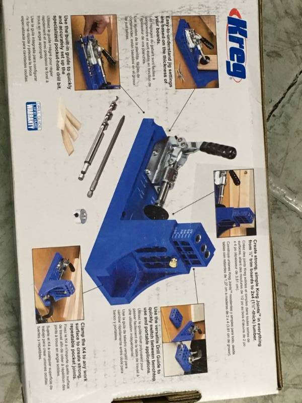 lot 92 image: Kreg Pocket-Hole System with 2 in. Face Clamp, 100 Screws, and Mini Jig open box in like new condition
