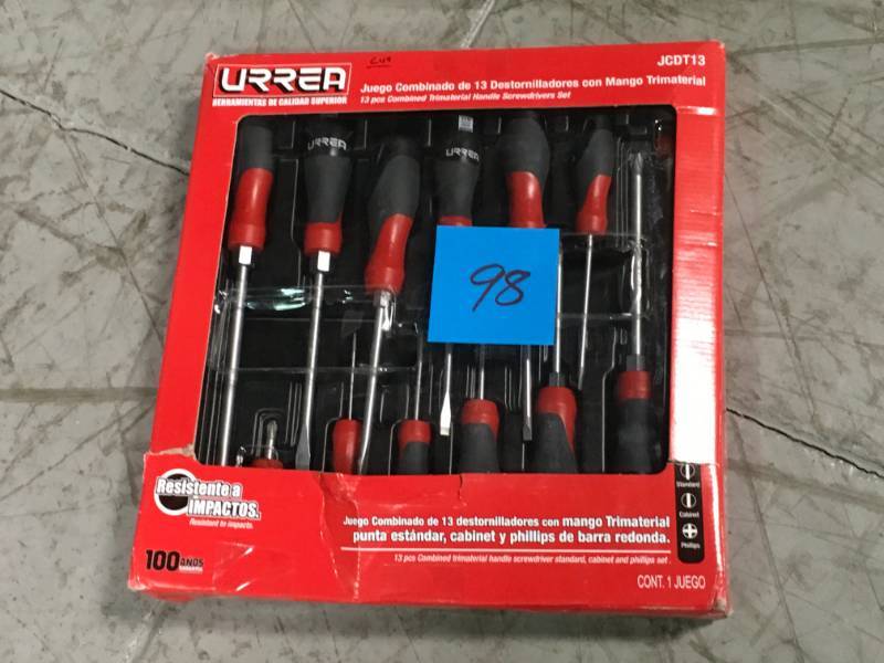 lot 98 image: URREA Phillips & Flat Tip Trilateral Screwdriver Set (13-Piece)  open box in like new condition