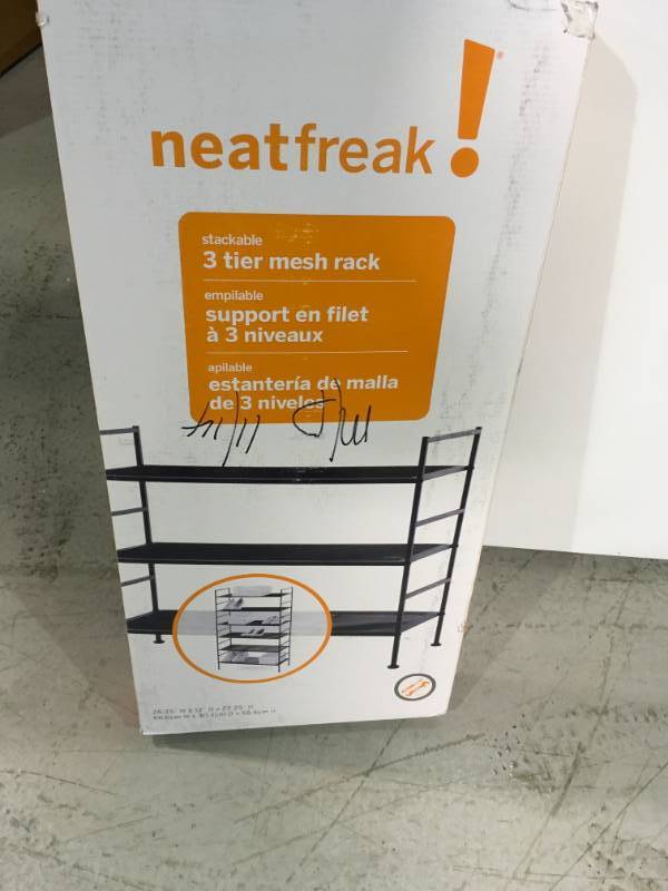 lot 4 image: Neatfreak Stackable 3-Tier Storage Shelf, Black  not used