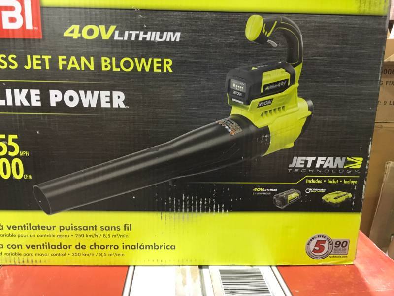 lot 24 image: Ryobi 155 MPH 300 CFM 40-Volt Lithium-Ion Cordless Jet Fan Blower - 2.6 Ah Battery and Charger Included in good condition