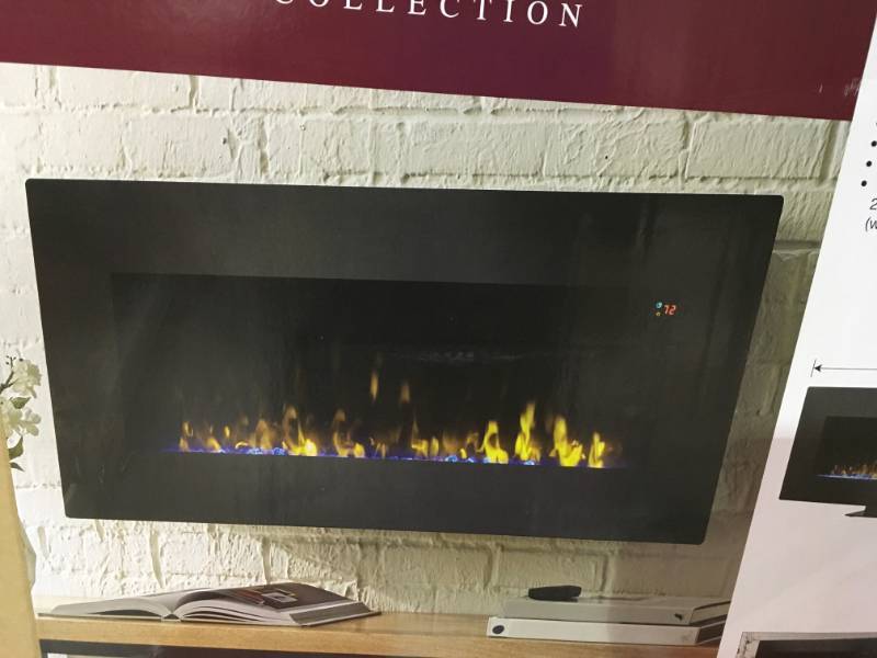 lot 26 image: Home Decorators Collection 42 in. Infrared Wall Mount Electric Fireplace NO REMOTE open box in like new condition