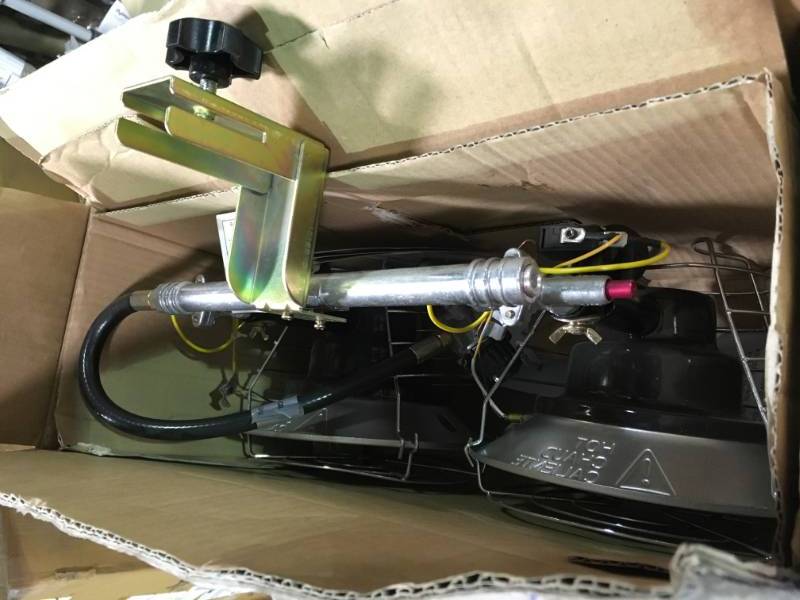 lot 37 image: Dyna-Glo Double Burner 30,000 BTU Radiant Tank Top Propane Portable Heater open box in like new condition