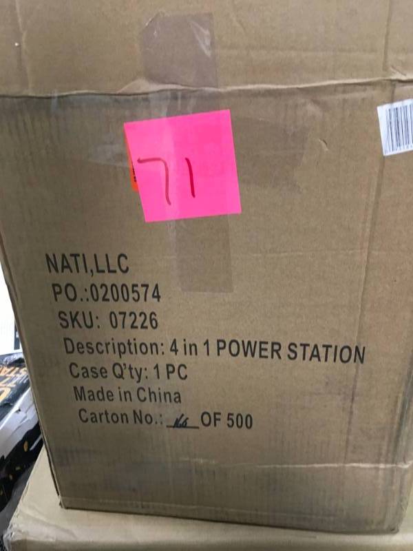 lot 71 image: NATI 7226 Speedway 4 In 1 Rechargeable Power Station open box in like new condition