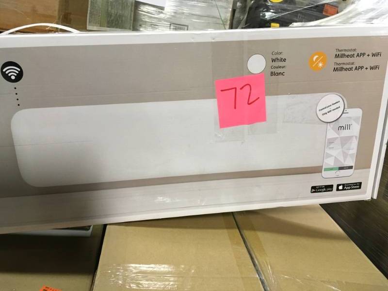 lot 72 image: MILL NE800L Flat Panel Wi-Fi Heater open box in like new condition