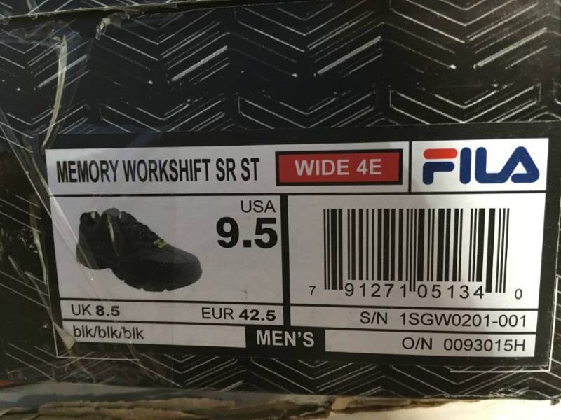lot 75 image: Fila Memory Workshift Slip-Resistant Steel-Toe Mens Work Shoes SIZE 9.5 not used